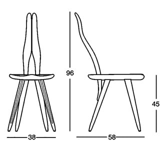 Zanotta Fenis CM sedia design Carlo Mollino - dimensioni