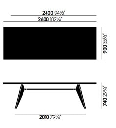 Vitra EM Table tavolo - dimensioni