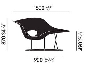 Vitra La Chaise poltrona lounge - dimensioni