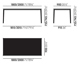 Vitra Plate Dining Table tavolo - dimensioni