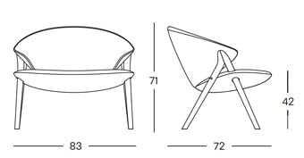 Zanotta Oliva 883 poltroncina imbottita design - dimensioni