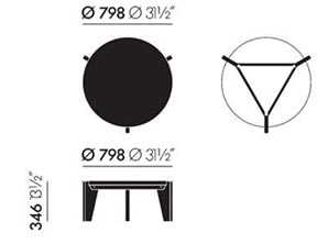 Vitra Gueridon Bas tavolino Jean Prouve - dimensioni