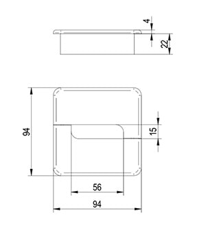 Della Chiara Plug modulo passacavo per ufficio e home office - dimensioni