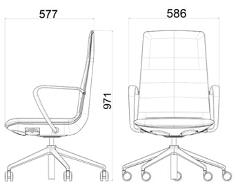Della Chiara Elle poltrona ufficio direzionale di design - dimensioni