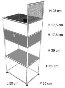USM Safe cart contenitore ufficio home office - dimensioni