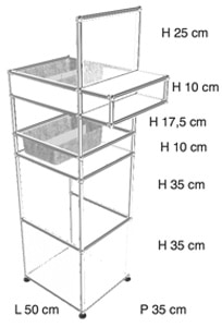 USM Safe cart contenitore per ufficio home office - dimensioni