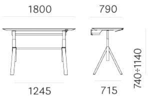 Pedrali ArkiDesk regolabile dimensioni