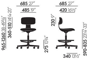 Vitra Rookie High sgaello regolabile - dimensioni