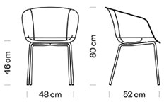 et al. Dunk sedia ospiti riunione base 4 gambe - dimensioni