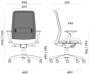Della Chiara Bloom sedia ufficio operativa ergonomica - dimensioni