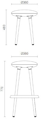 Della Chiara Joy sgabello ufficio in legno imbottito- dimensioni