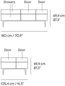 muuto Reflect Sideboard madia contenitore - dimensioni