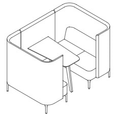 Herman Miller NaughtOne Pullman Booth cabina fonoassorbente 2 posti - dimensioni