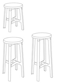 Naughtone Construct stool sgabelli da bar e bancone - dimensioni