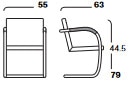 Knoll-Tubolar-Brno-Chair-sedia-standard-cantilever-dimensioni